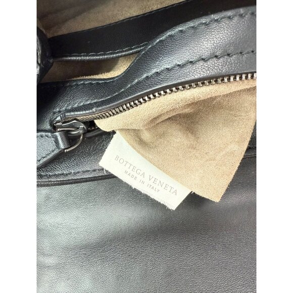 Bottega Veneta Metallic Wool Woven Patent Ayers Olimpia Knot Silver Shoulder Bag - Picture 7 of 12